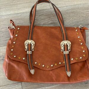 Elegant Brown Studded Handbag